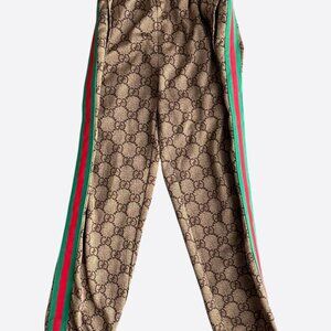 Gucci Tan Monogram Striped Track Pants